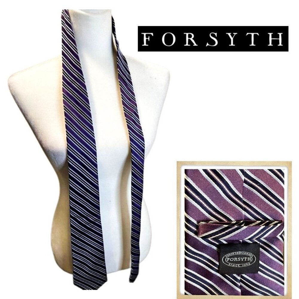 Forsyth of‎ Canada Men's Stripe Tie Silk Woven Necktie Busine